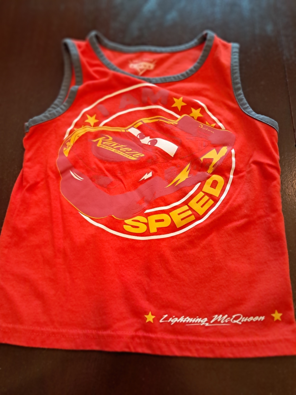 Disney Red Lightning McQueen Tank Top with Gray Trim